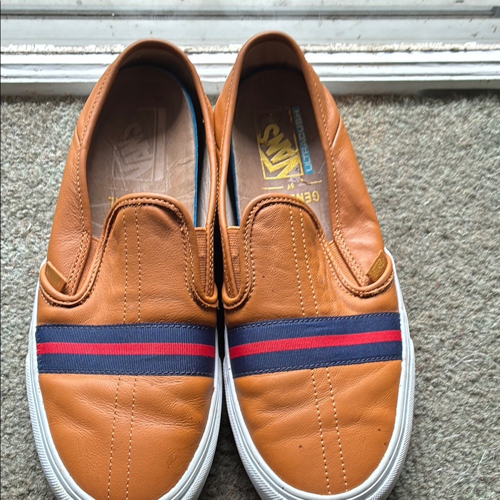 Vans Tan and Blue Sneakers with Classic Design